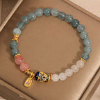 Fortune Jewel Jade Yanyuan Agate White Jade Koi Fish Scripture Charm Luck Bracelet