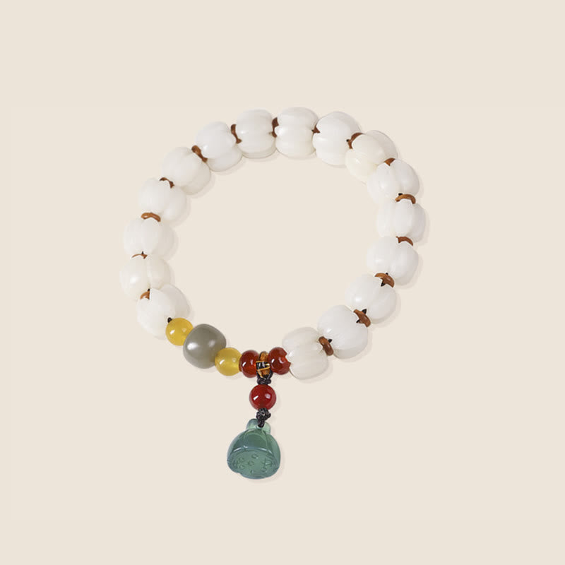 Fortune Jewel Natural Bodhi Seed Red Agate Bodhi Calm Harmony Engraved Pumpkin Bead Lotus Bracelet