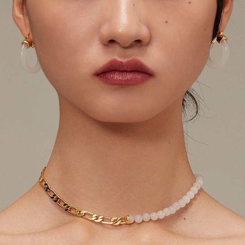 Fortune Jewel Round Jade White Jade Prosperity Earrings
