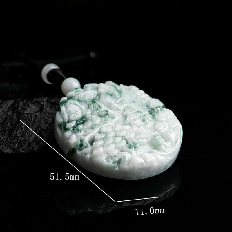Fortune Jewel Mountain Landscape Jade Abundance String Necklace