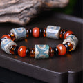 Fortune Jewel Tibetan Three-eyed Dzi Bead Agate Protection Happiness Bracelet