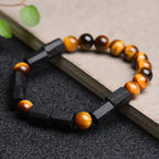 Fortune Jewel Natural Black Tourmaline Tiger Eye Positive Bracelet