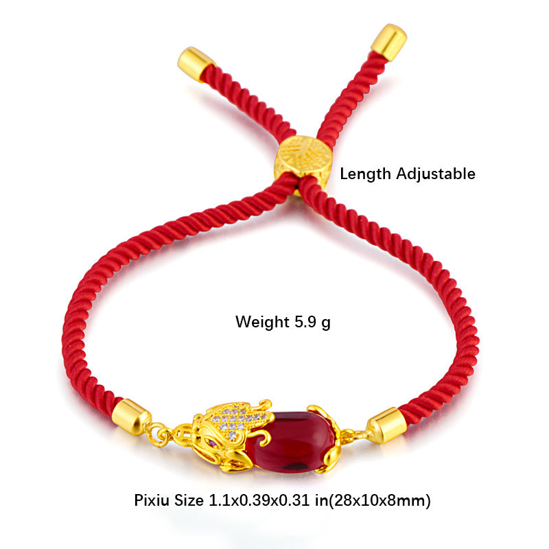Fortune Jewel Wealth Attractor Red Agate Pixiu Red String Bracelet