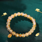 Fortune Jewel Tibetan Incense Ash Liuli Glass Bead Lucky Fortune Fu Character Charm Bracelet