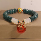 Fortune Jewel Jade White Agate Red Agate Peace Buckle Abacus Beads Luck Bracelet