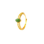Fortune Jewel Auspicious Cloud Pattern Cyan Jade Luck Adjustable Ring
