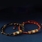 Fortune Jewel Chinese Zodiac Natal Buddha Silver Luck Braided String Bracelet