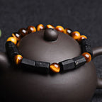 Fortune Jewel Natural Black Tourmaline Tiger Eye Positive Bracelet