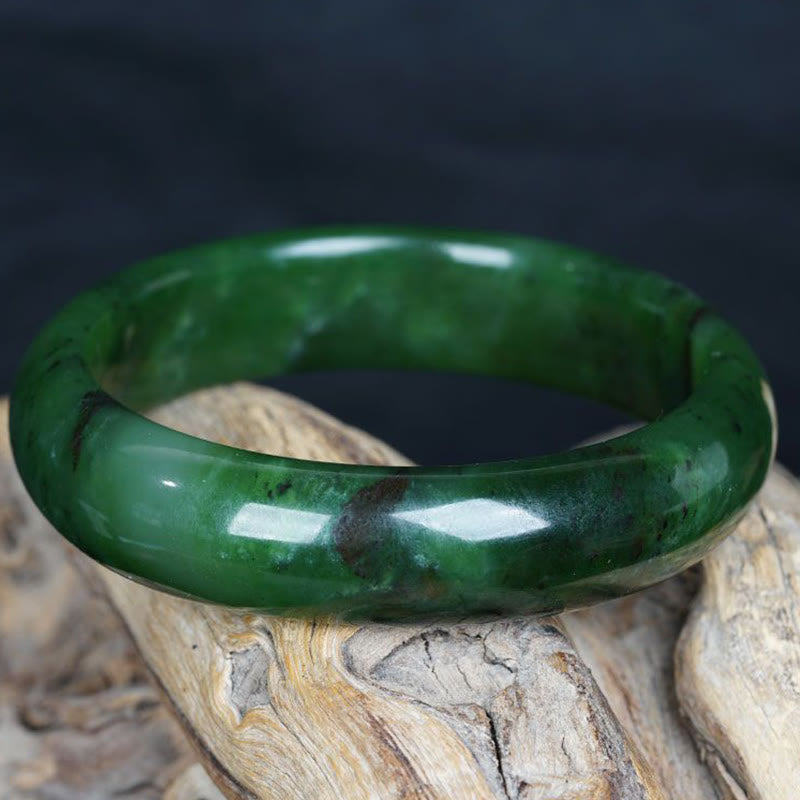 Fortune Jewel Natural Hetian Cyan Jade Happiness Success Bracelet Bangle