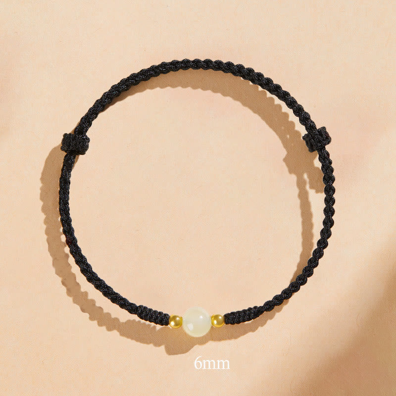 Fortune Jewel Handcrafted Round Jade Lucky Bead Prosperity Braided Bracelet