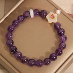 Fortune Jewel Natural Amethyst White Agate Pearl Charm Balance Bracelet