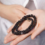 Fortune Jewel Tibet Ebony Wood Square Beads Peace Double Wrap Bracelet