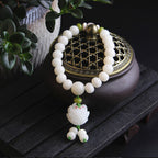 Fortune Jewel Lotus Natural White Bodhi Seed Luck Bracelet