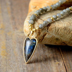 Fortune Jewel Labradorite Support Healing Beaded Necklace Pendant