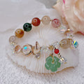 Fortune Jewel Colorful Gemstone Green Aventurine Flower Bead Luck Bracelet