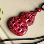 Fortune Jewel Laughing Buddha Yin Yang Chinese Zodiac Gourd Natural Cinnabar Blessing Necklace Pendant