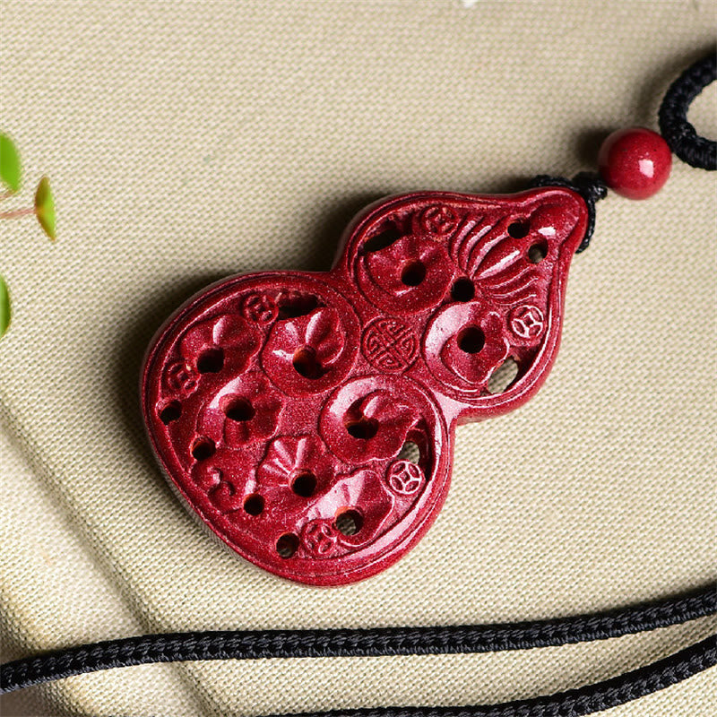 Fortune Jewel Laughing Buddha Yin Yang Chinese Zodiac Gourd Natural Cinnabar Blessing Necklace Pendant