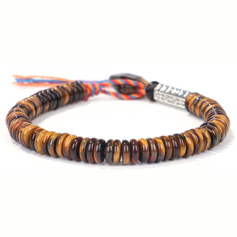 Fortune Jewel Tibetan Tiger Eye Om Mani Padme Hum Protection Power Bracelet