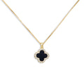 Lucky Four Leaf Clover Zircon Necklace - Classic Black Design