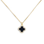 Lucky Four Leaf Clover Zircon Necklace - Classic Black Design