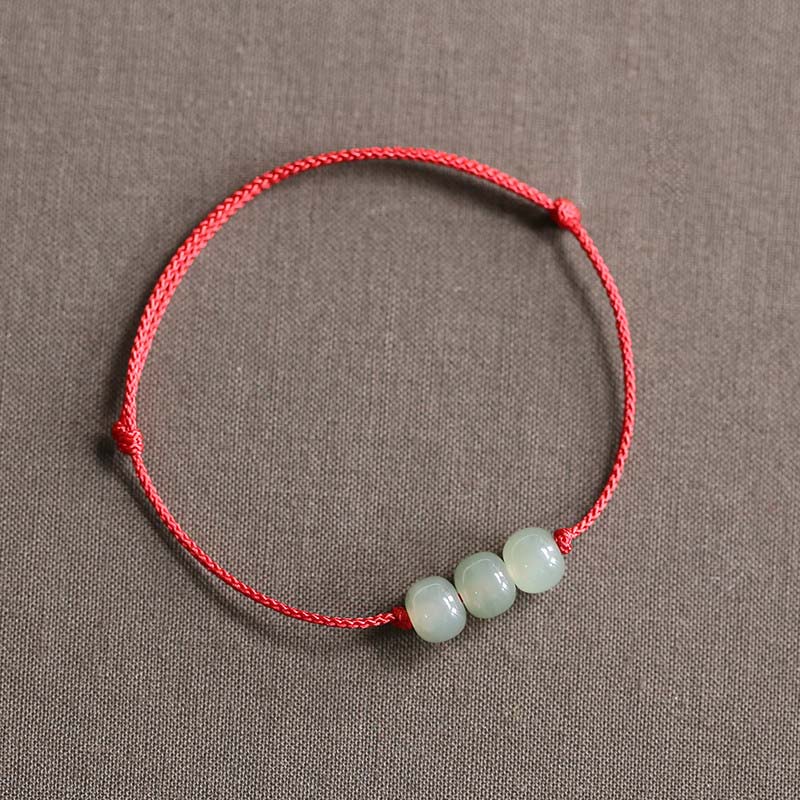 Fortune Jewel Three Beads Jade Luck String Weave Bracelet