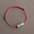 Fortune Jewel Three Beads Jade Luck String Weave Bracelet