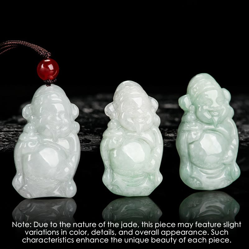 Fortune Jewel Natural Jade Chinese God of Wealth Caishen Ingot Luck Necklace Pendant