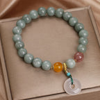 Fortune Jewel Natural Jade Strawberry Quartz Bead Peace Buckle Prosperity Bracelet