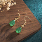 Fortune Jewel Cyan Jade Luck Drop Earrings