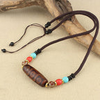 Fortune Jewel Tibetan Nine-Eye Dzi Bead Three-eyed Dzi Bead Protection String Necklaces Pendant