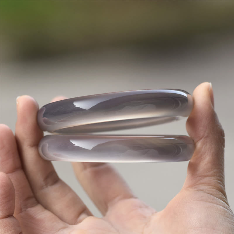 Fortune Jewel Natural Gray Chalcedony Harmony Bangle Bracelet