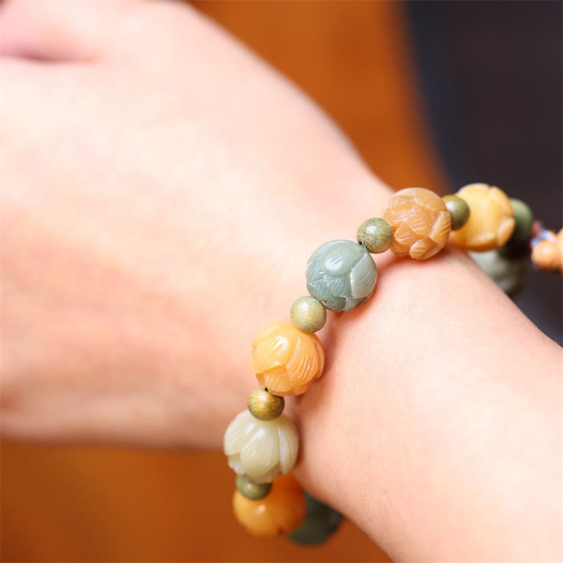Fortune Jewel Bodhi Seed Lotus Green Sandalwood Wisdom Harmony Bracelet