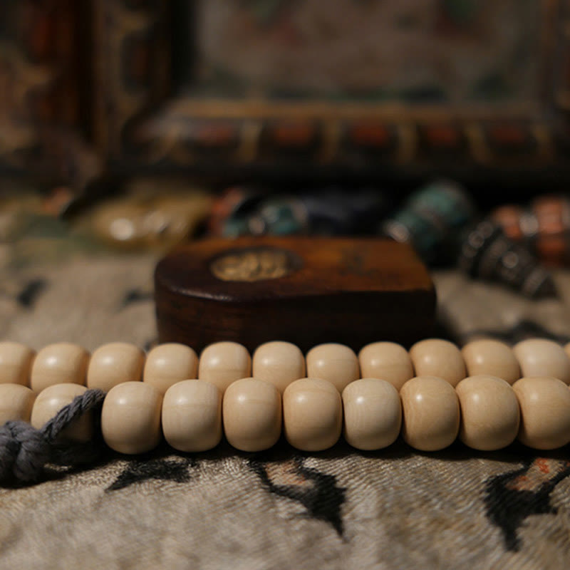 Fortune Jewel 108 Mala Beads Abelia Biflora Wood Warding Off Evil Spirits Wrist Mala