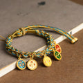 Fortune Jewel Tibetan Five God Of Wealth Luck Handcrafted Braid String Bracelet