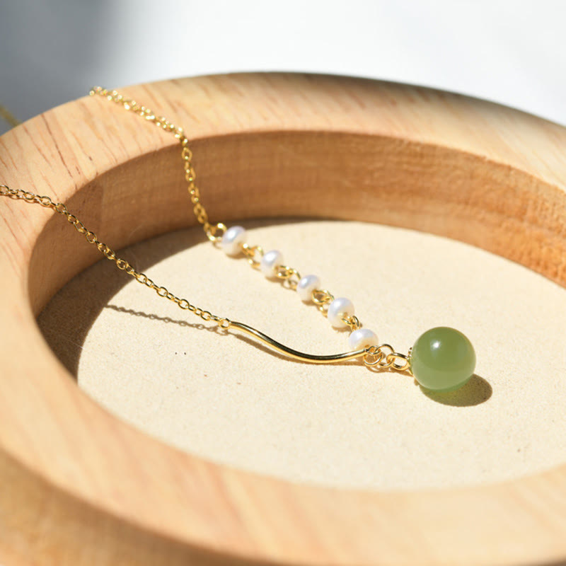 Fortune JewelNatural Hetian Jade Pearl Luck Bead Necklace Pendant