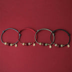 Fortune Jewel 14K Gold Plated Hetian Jade Cinnabar Lotus Luck Handcrafted Rope Bracelet