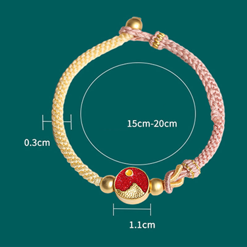 Fortune Jewel Handmade Mountain and Sea Engraved Luck Two-Color String Couple Bracelet