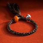 Fortune Jewel 990 Sterling Silver Tibetan Handmade Amber Steelyard Weight Wish Protection Bracelet