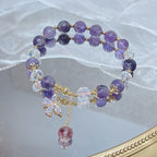 Fortune Jewel Natural Amethyst Crystal Spiritual Butterfly Charm Bracelet
