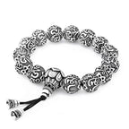 Fortune Jewel Tibetan Om Mani Padme Hum Carved Alloy Beads Amulet Bracelet