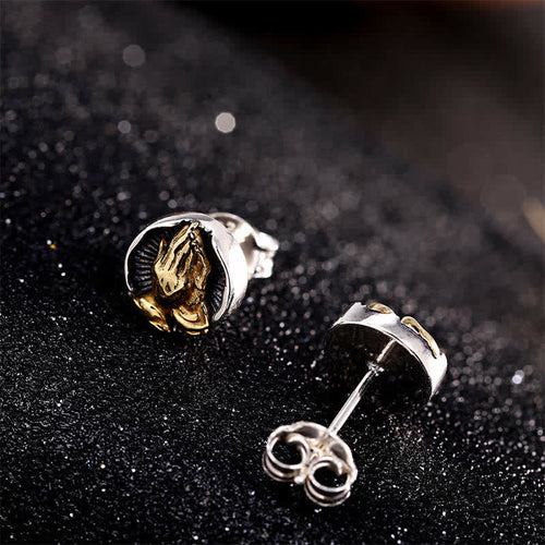 Buddha Stones 925 Sterling Silver Namaste Equality Stud Earrings