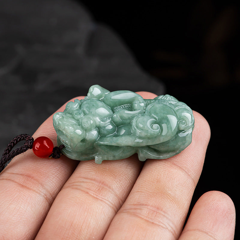 Fortune Jewel Jade PiXiu Wealth Luck String Necklace Pendant