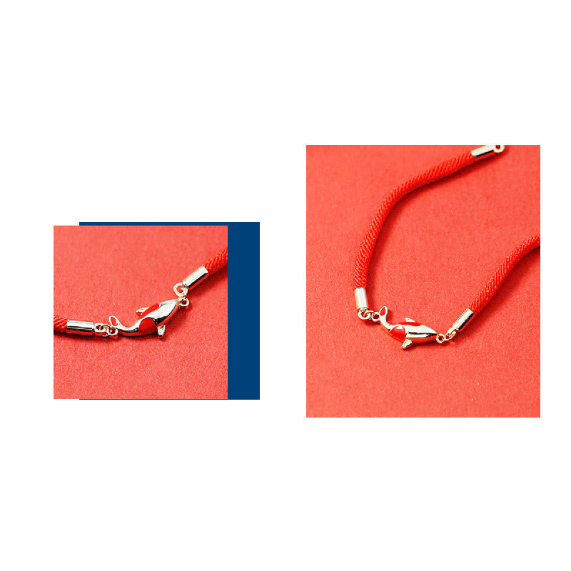 Fortune Jewel Copper Koi Fish Wealth Necklace Pendant Red Rope Bracelet Earrings Set