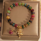 Fortune Jewel Colorful Tourmaline Butterfly Charm Wisdom Bracelet