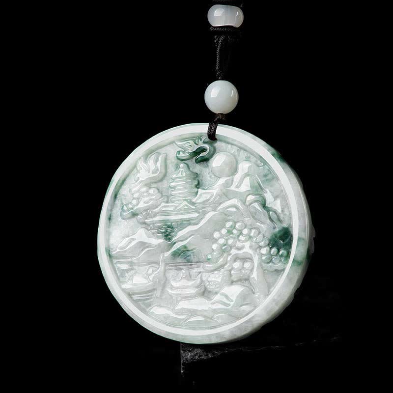 Fortune Jewel Mountain Landscape Jade Abundance String Necklace