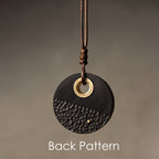 Fortune Jewel Handcrafted Round Ebony Wood Brass Copper Peace Necklace Pendant