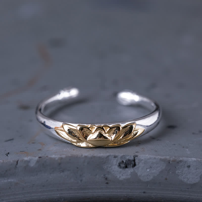 Fortune Jewel 925 Sterling Silver Lotus Flower New Beginning Ring Fortune Jewel
