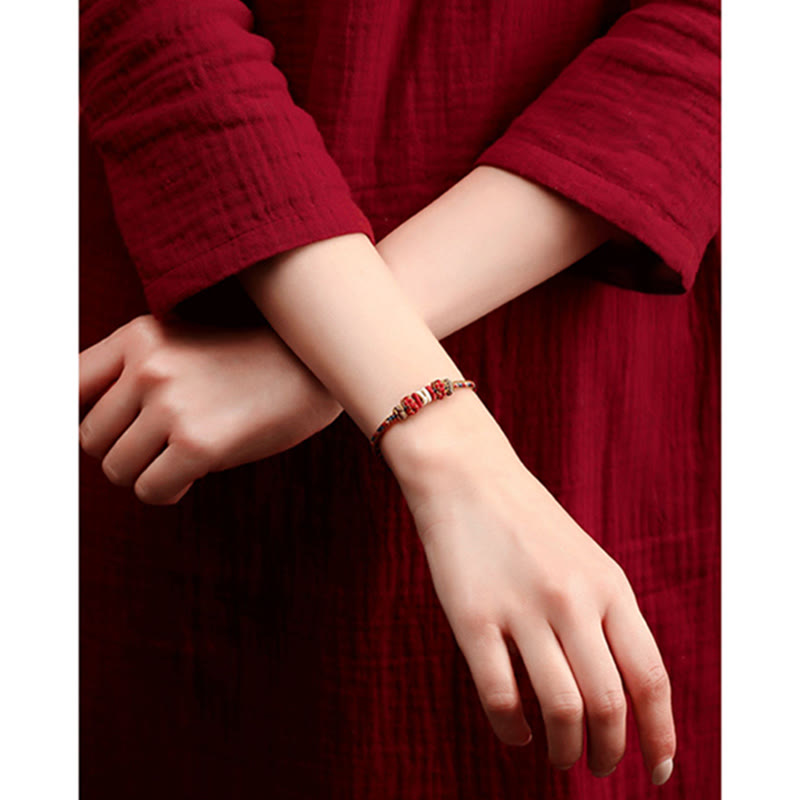 Fortune Jewel Handmade Dunhuang Color Luck Braid String Bracelet