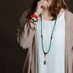 Fortune Jewel Turquoise Black Onyx Red Turquoise Bead Protection Bracelet