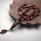 Fortune Jewel Nine-Eye Dzi Bead Red Agate Wealth Health Necklace